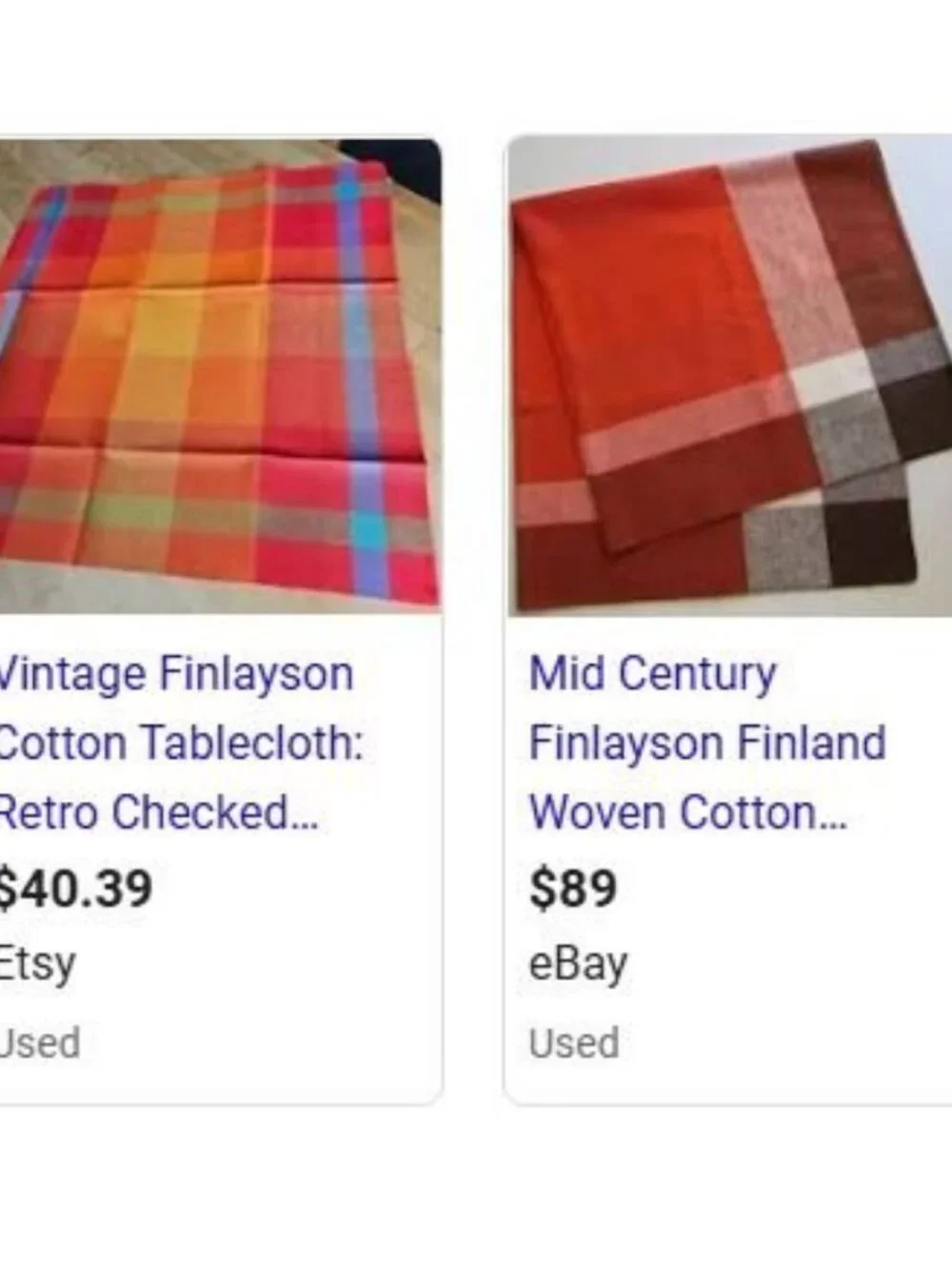 Vintage Finlayson cotton tablecloth, small, red plaid